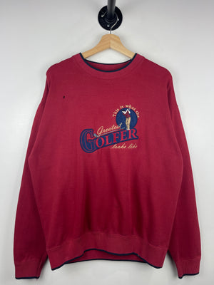 Vintage 90s This Is What The Greatest Golfer Looks Like Golf Embroidered Burgundy Crewneck