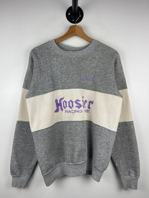 Vintage 90s Hoosier Racing Tires Embroidered Grey Crewneck