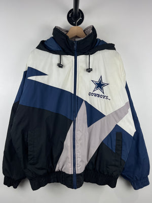 Vintage 90s NFL Game Day Dallas Cowboys Navy Insulated Hooded Jacket