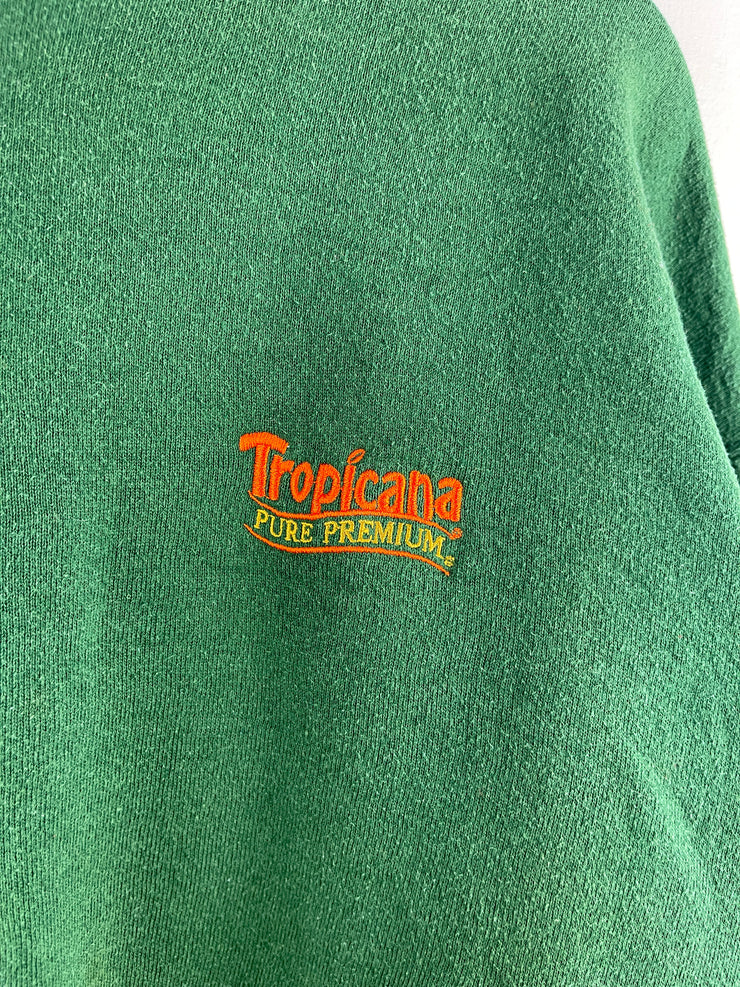 Vintage 90s Tropicana Juice Promo Embroidered Green Crewneck