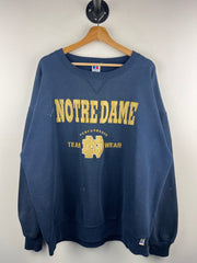 Vintage 90s Russell Athletic Notre Dame Team Wear Embroidered Navy Crewneck