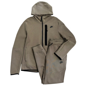 Nike Tech Fleece Taupe Zip Up Hoodie & Sweatpants Set