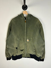 Vintage 90's Carhartt Active Moss Green Hooded Jacket JR104