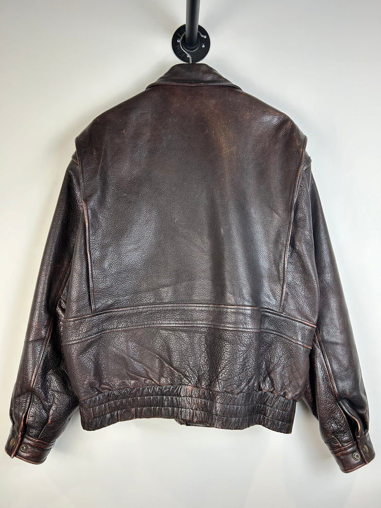 Vintage Wilsons Adventure Bound Brown Leather Cropped Jacket