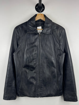 Vintage 90s Winlit New York Black Leather Straight Cut Jacket