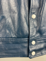 Vintage 80s St. Lawrence College Kingston Ontario Blue Leather Varsity Jacket