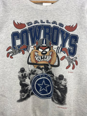 Vintage 90s NFL Dallas Cowboys Looney Tunes Taz Grey Crewneck