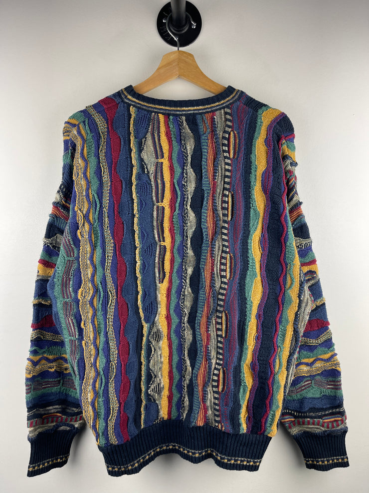 Vintage 90s Alfani 3D Knit Multi Colour Sweater