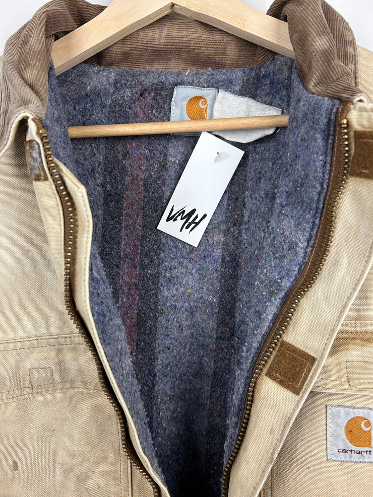 Vintage 90s Carhartt Arctic Blanket Lined Beige Work Jacket
