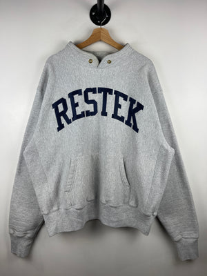 Vintage 90s Camber Restek Embroidered Reverse Weave Grey Sweater