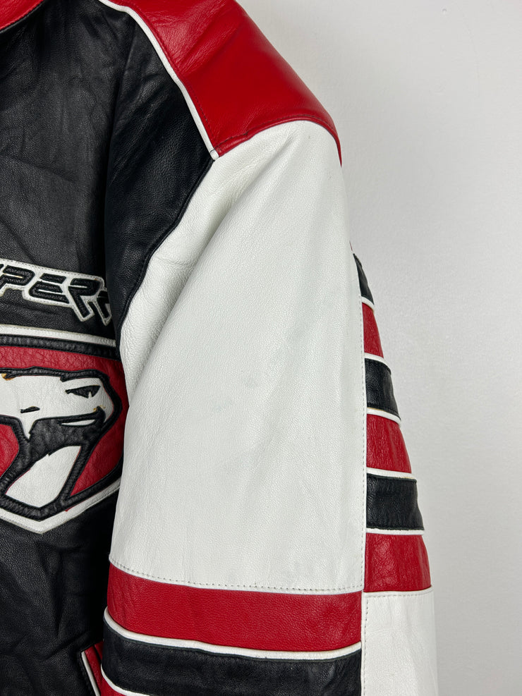Vintage 90s Jeff Hamilton Dodge Viper Leather & Satin Reversible Jacket