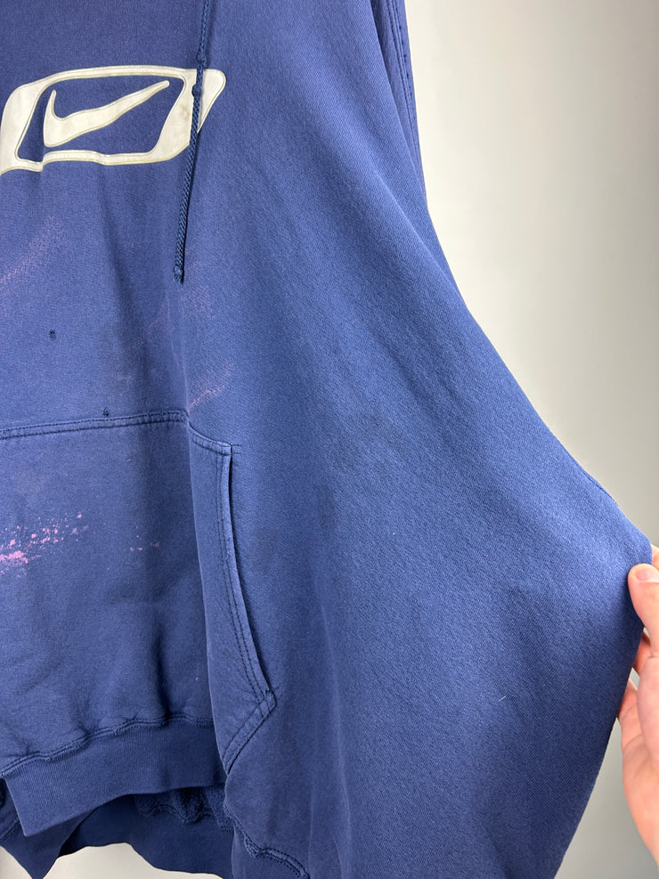 Vintage 90s Nike Swoosh Thrashed Navy Hoodie