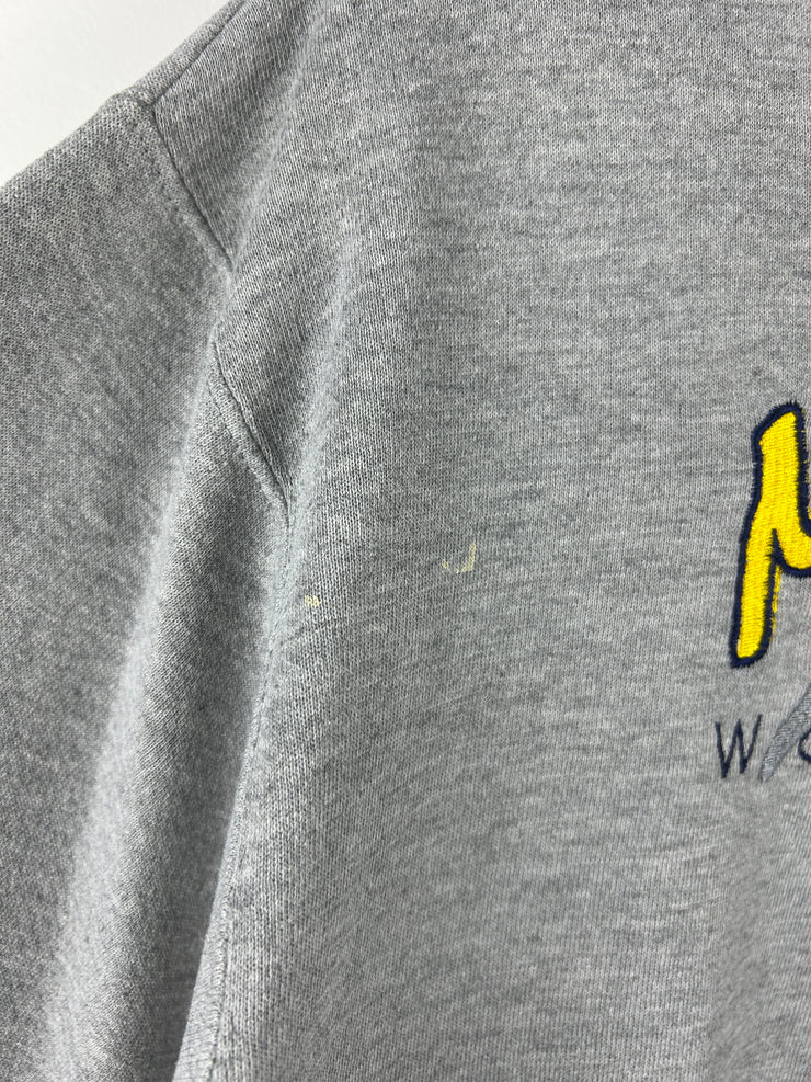 Vintage 90s Michigan Wolverines Football Embroidered Grey Crewneck