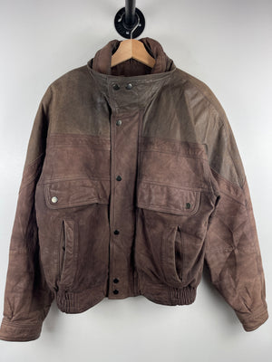 Vintage 90s Pelle Studio Brown Leather Bomber Jacket