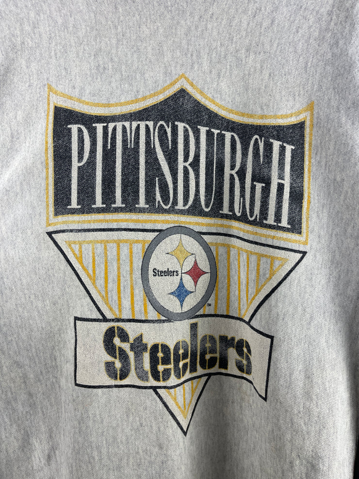 Vintage 80s NFL Pittsburgh Steelers Grey & Black Crewneck