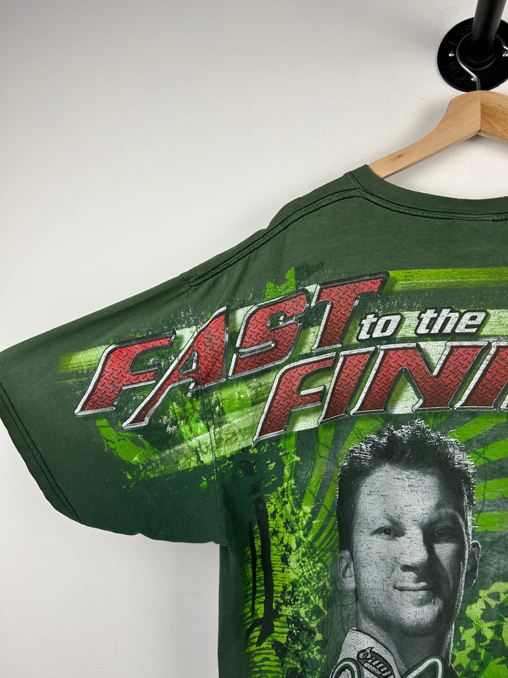 Vintage Nascar Chase Dale Earnhardt AMP All Over Print Green Tee