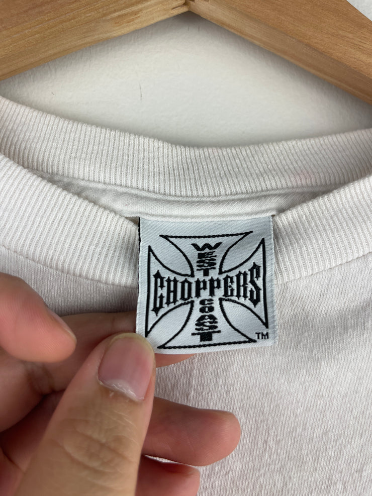 Vintage West Coast Choppers Flames Skull White Long Sleeve