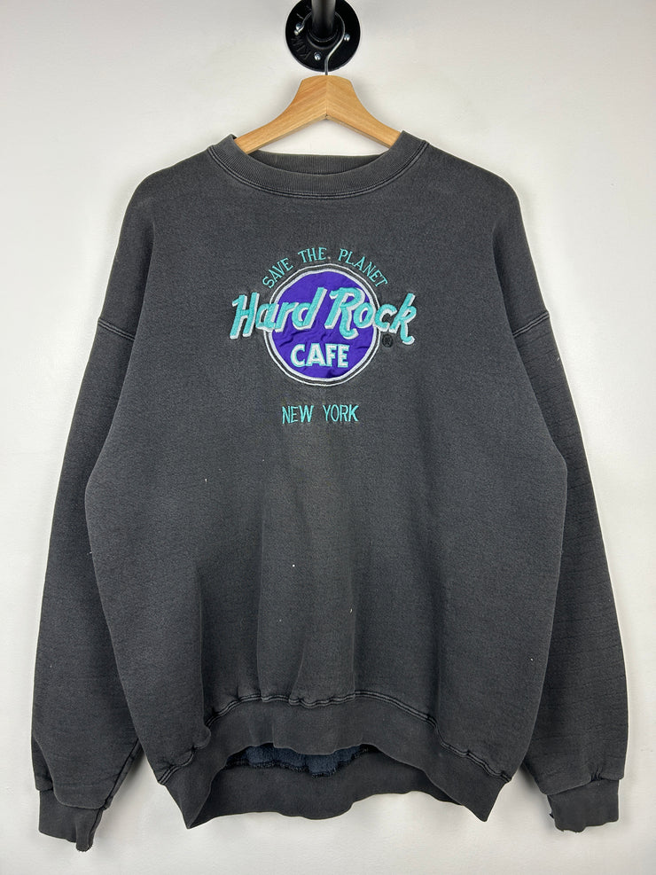 Vintage 90s Hard Rock Café New York Faded Black Crewneck