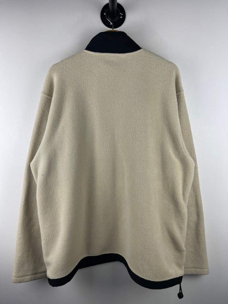 Vintage Old Navy Spellout Cream Quarter Zip Fleece Sweater