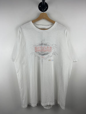 Vintage Nascar Racepoints Flames Faded White Tee