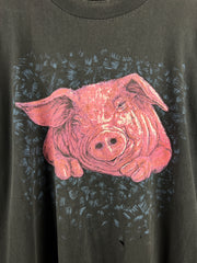 Vintage 90s Marlin Tease Pig Black Tee