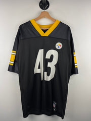 Vintage NFL Reebok Pittsburgh Steelers Polamalu Black Football Jersey