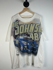 Vintage Nascar Jimmie Johnson White All Over Print Tee