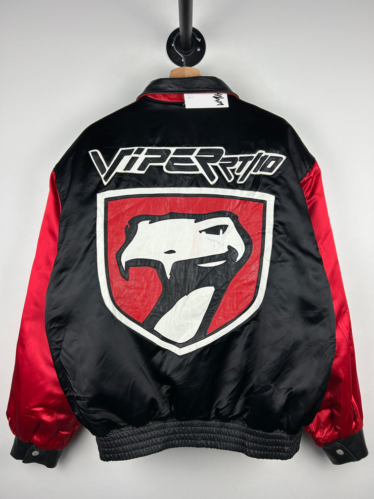 Vintage 90s Jeff Hamilton Dodge Viper Leather & Satin Reversible Jacket