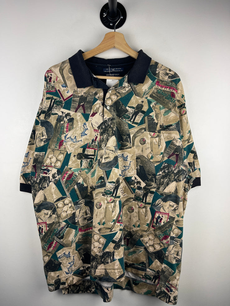 Vintage Dockers Golf All Over Print Polo Shirt