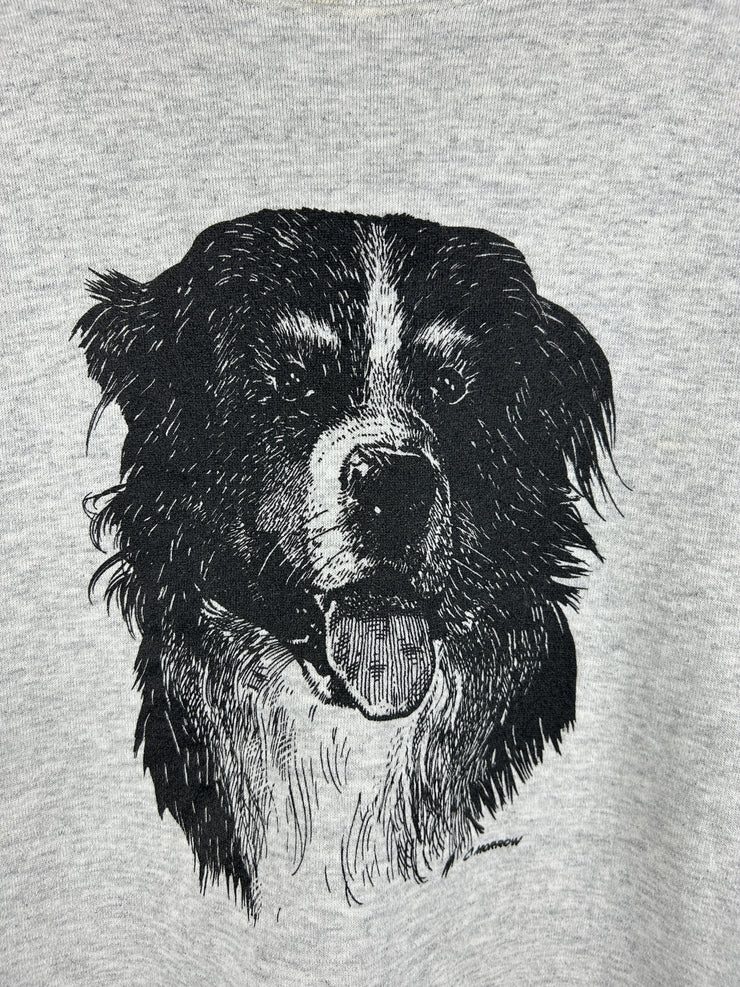 Vintage 90s Dog Art Grey Crewneck