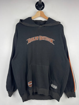 Vintage Harley Davidson Iowa Embroidered Faded Black Hoodie