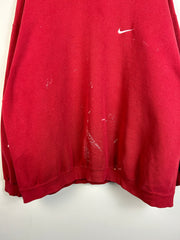 Vintage 90's Nike Mini Swoosh Paint Splattered Red Crewneck