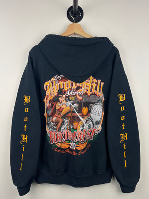 Vintage Biketoberfest Boot Hill Saloon Black Zip Up Hoodie