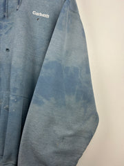 Vintage 90s Carhartt Embroidered Thrashed Blue Hoodie