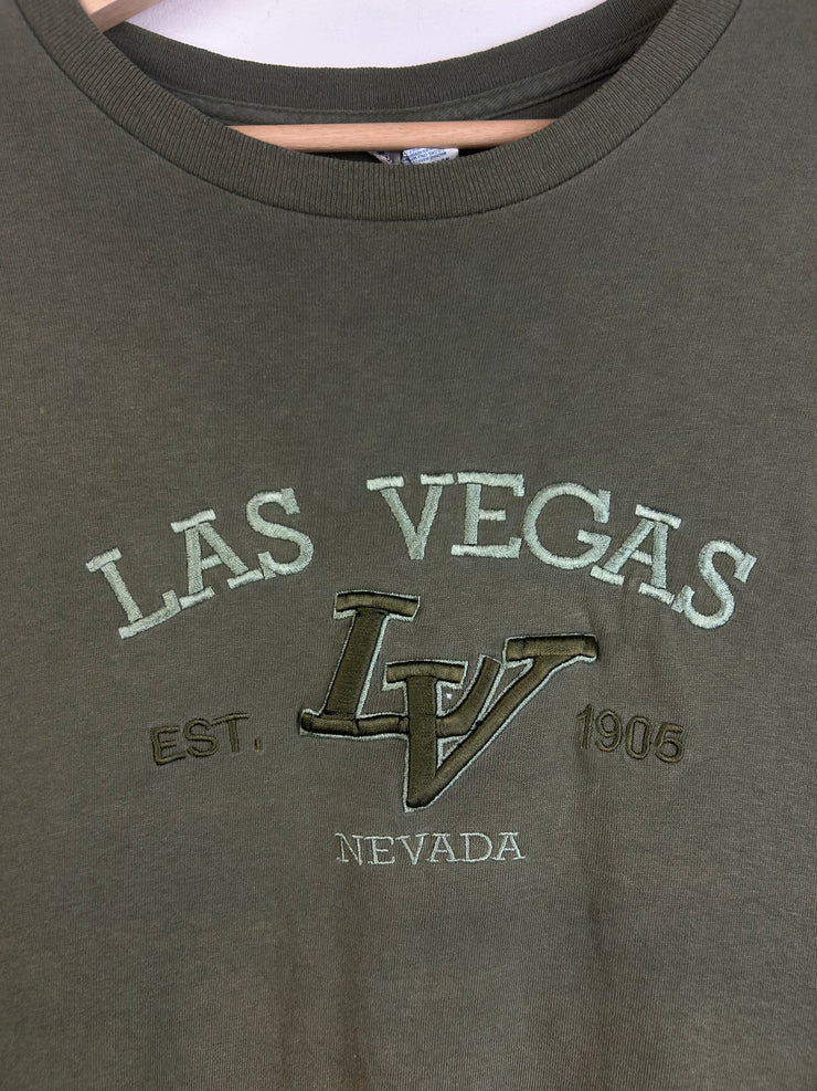 Vintage Las Vegas Embroidered Olive Tee