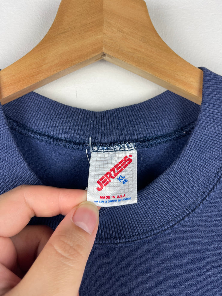 Vintage 80s Deer Nature Faded Navy Crewneck