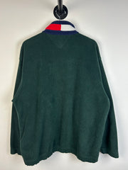 Vintage 90's Tommy Hilfiger Quarter Zip Green Fleece Sweater