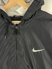 Vintage 90s Nike Swoosh Stripe Black & White Hooded Windbreaker