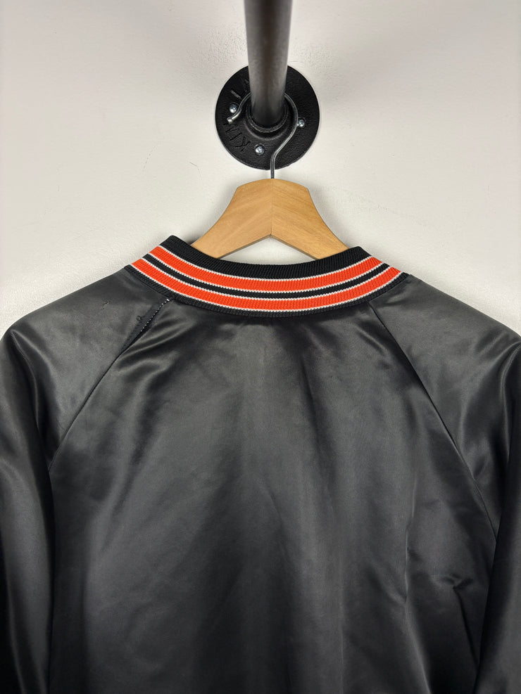 Vintage 80s NFL Chalk Line Cincinnati Bengals Black Satin Bomber Jacket