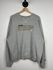 Vintage 90s NFL Champion Pittsburgh Steelers Embroidered Grey Crewneck
