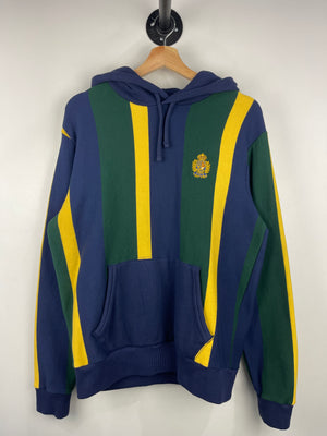 Vintage Polo Ralph Lauren Crest Striped Double Knit Navy Hoodie