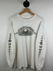Vintage 2003 Harley Davidson Skulls White Long Sleeve