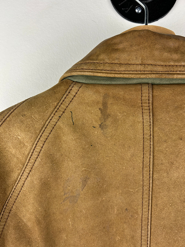Vintage 90s Outback Faded Brown Leather Bomber Jacket