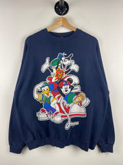 Vintage 90s Disney Mickey Mouse Daffy Duck Goofy Navy Crewneck