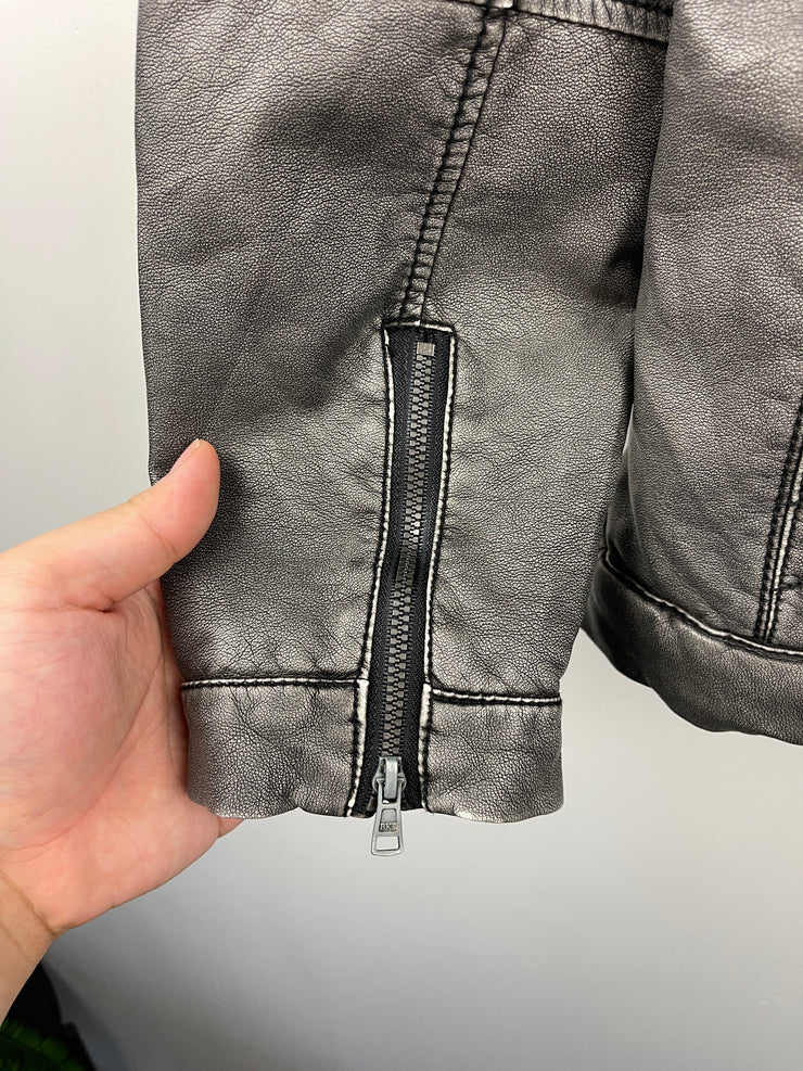 Vintage BKE Café Racer Grey Leather Jacket