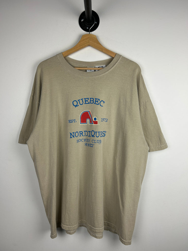 Vintage CCM Quebec Nordiques NHL Tan Tee