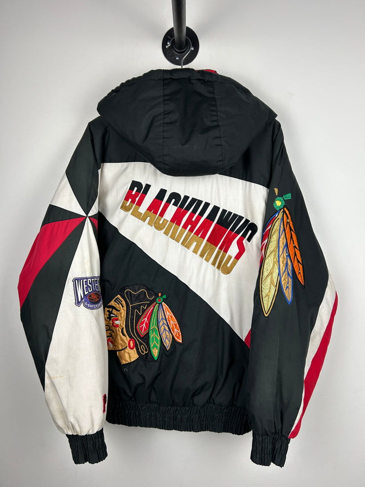 Vintage 90s NHL Pro Player Chicago Blackhawks Insulated Hooded Jacket