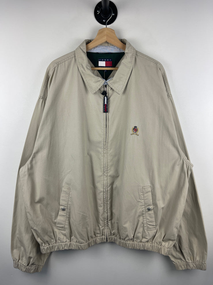 Vintage 90s Tommy Hilfiger Beige Cropped Harrington Jacket