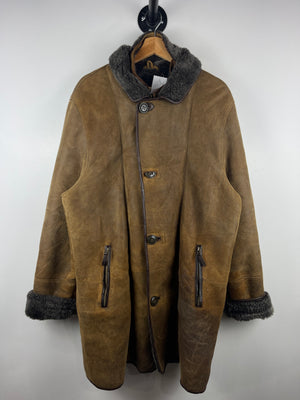 Vintage Aston Leather New York City Shearling Brown Leather Jacket
