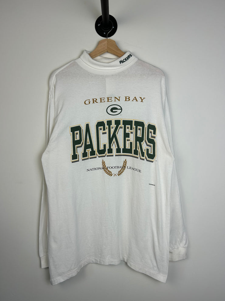 Vintage 1996 Green Bay Packers White Turtle Neck Long Sleeve